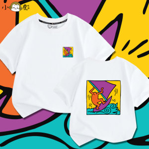 keith haring联名凯斯哈林波普艺术短袖t恤衫男女儿童装学生半袖
