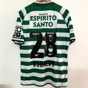 老款球衣03-04赛季里斯本竞技主场28号c罗短袖足球服上衣