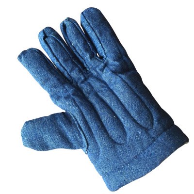 加棉加厚耐高温隔热棉巴掌五指牛仔布帆布劳保手套防烫烤箱蛋糕1