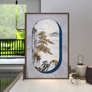 山水画屏风座屏