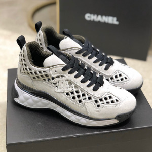 chanel/香奈儿女鞋 2021春季新款小香刺绣针织网格厚底休闲运动鞋
