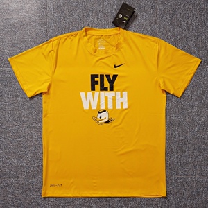 耐克ncaa俄勒冈大学小鸭子球员款弹力速干短袖t恤篮球训练