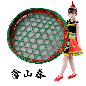 畲族第九届荷花奖畲山春舞蹈服装畲儿童踩茶表演服表演舞蹈道具帽
