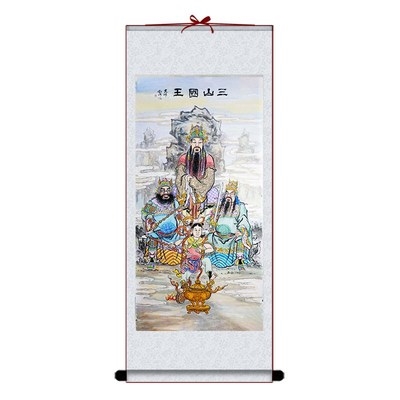 供奉画像挂画巾山明山独山三山神卷轴画祈福保平安三山国王神像画