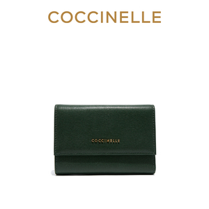 新品coccinelle/可奇奈尔十字纹牛皮钱包女士短款钱夹卡包钱包