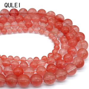 西瓜红散珠diy手工编织材料男女手链串饰品水晶玛瑙玉髓配件