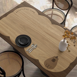 仿实木纹防水防油免洗桌垫原木色餐桌布轻奢高级感茶几桌面保护垫