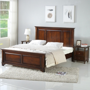 定制美式乡村田园床全实木床 双人床 1.8米 高箱床 储物床 婚床