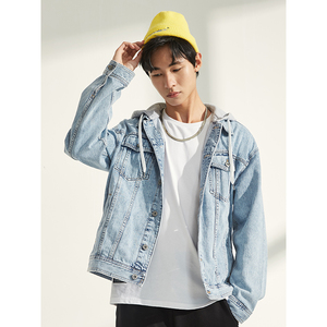 yishion/以纯 秋季男装2020新款男士牛仔夹克可拆卸连帽宽松外套