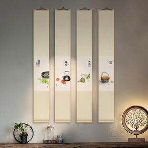 新中式禅意字画挂画卷轴餐厅书房装饰画竖版客厅茶室走廊过道壁画