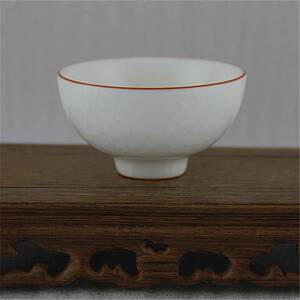 【壹焱堂】瓷器井开汝窑如意杯 白色玛瑙釉开片汝窑功夫茶杯 胜