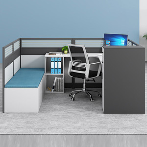 办公桌子办公室简约现代职员带休息床员工办公桌定制屏风隔断卡座