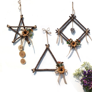 印心鸟干树枝挂墙壁挂手工创意松果麻绳干花幼儿园室内墙面家居装