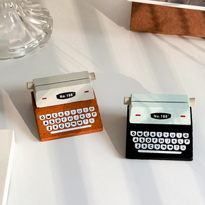 可爱复古打字机留言夹装饰小摆件桌面卡片照片底座咖啡便签夹立式