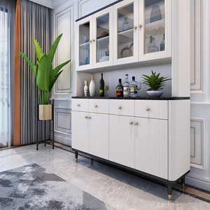 阳光林森轻奢大理石餐边柜现代简约高款酒柜一体置物柜客厅收纳柜