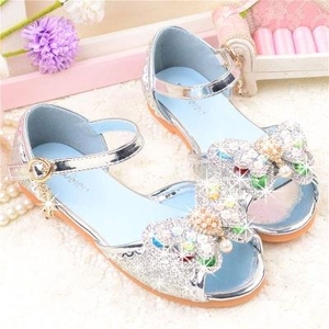 夏天公主鞋小孩穿的高跟鞋儿童新款韩版夏日凉鞋女童仙女风可爱.