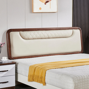 实木床头板软包简约现代床靠背单买落地床头新中式科技布1.8米2米