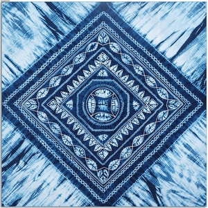 云南大理白族手工扎染方桌布纯棉植物蓝染餐台茶几禅茶席风花雪月