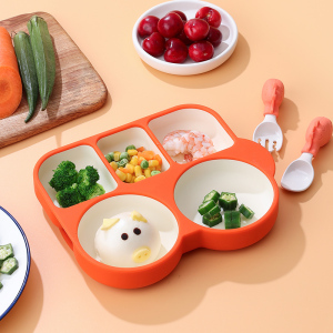 夏小象旗舰店天猫食品级硅胶儿童餐盘碗吸盘分格式可爱卡通小熊宝宝