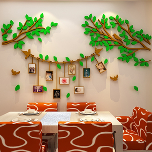 绿叶照片墙3d亚克力立体墙贴卧室客厅办公室墙面上装饰照片树贴纸