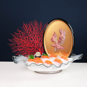 刺身摆盘装饰品刺身鱼雕板酒店海鲜姿造创意鱼雕盘意境菜盘式摆件