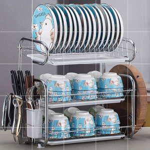 盘子收纳盒二层厨房橱柜台式晾多层透气餐具架碗筷大型立式置物架