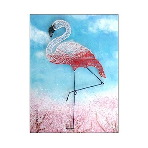 手工绕线画火烈鸟