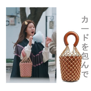我喜欢你赵露思同款包包菜篮子水桶包镂空编织绳渔网顾胜男同款包
