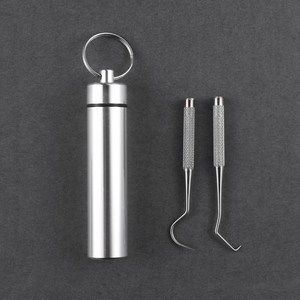 304不锈钢牙签随身便携超细弯勾剔掏牙齿工具铁牙签去牙结石