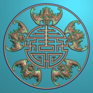 五蝠 五福 精雕图 祥云 蝙蝠 浮雕图 五蝠团寿 五蝠捧寿 灰度图