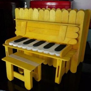 手工乐器diy雪糕棒木棒钢琴模型冰棒棍木棒雪糕棍儿童钢琴拼插玩