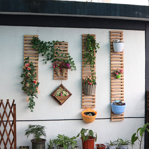 美式乡村户外网格墙上挂墙装饰悬挂墙壁实木花架壁挂阳台式墙面