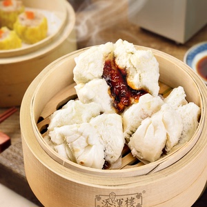 添运楼传统开口蜜汁叉烧包广东早茶点心酒店茶餐厅面点早餐包子