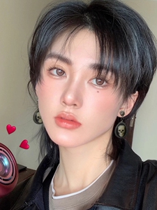 鲻鱼头假发女短发空气刘海韩版蓬松自然黑色网红同款女士发型设计