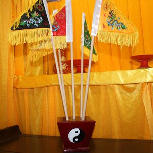 龙虎令旗龙旗旗杆底座破关旗道教法器双面刺绣龙舟旗三角旗五色.