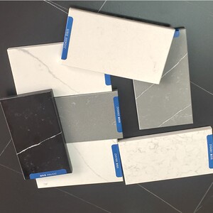 上海中迅石英石中讯台面厂家订制纯色花纹鱼肚白系列橱柜整体厨房