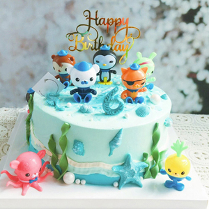 海底小纵队生日蛋糕装饰玩具摆件8个装儿童烘焙创意网红卡通插件