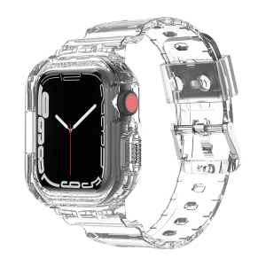 适用iwatch9苹果保护套一体冰川透明手表表带apple watch8/7/6/5/se/2/3/4代s7硅胶壳运动男女款s9智能配件s8