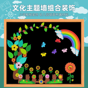 小学黑板报装饰墙贴纸幼儿园环境布置材料立体环创意文化主题材料