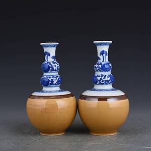 【立果】清康熙黄釉青花葫芦瓶外销瓷回流瓷 古玩古董古瓷器老货