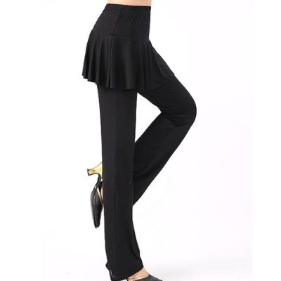 舞蹈裤裙彩色裙裤牛奶丝衣服女分体a广场舞服装黑色短裙微喇叭裤