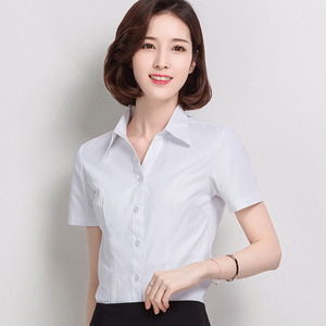 宽袖白工长装大码秋衬女装工正衬职女衫白