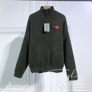 法国代购balenciaga/巴黎世家 双面穿字母羊绒针织开衫男女款外套