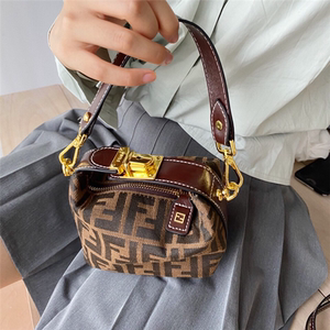 【99新未使用】fendi/芬迪女包帆布老花饭盒包手提包单肩包斜跨包