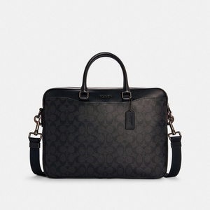 coach/蔻驰官方 奥莱款大号男士pvc配皮手提斜挎公文包电脑包4184