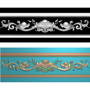 jh-8028 精雕图 灰度图 吉祥如意 洋花椅脑 抽斗面 围板有线