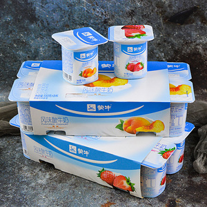 伊利酸奶八连杯黄桃草莓果粒营养君乐宝蒙牛光明原味可选100g16杯