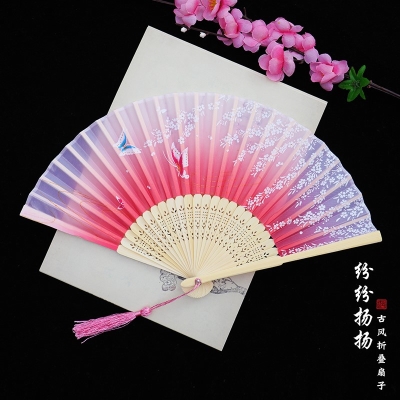 22古风扇子仙气汉服超仙古装女童跳舞用的古代旗袍折s扇复古双十