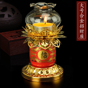 新品金酥油灯g座灯架供佛拜神唐彩莲花酥油座供灯家用佛堂寺庙蜡