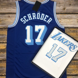 湖人队17号施罗德城市版球衣球裤套装男女复古热压定制篮球服背心